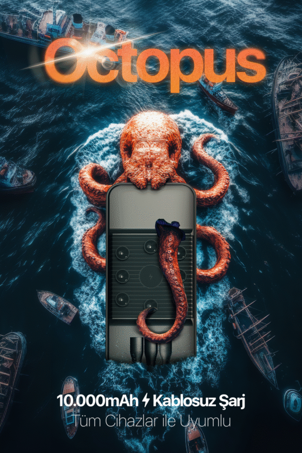 Snapron SNP-3007 10.000 Mah Vantuzlu Wi̇reless Powerbank Dahi̇li̇ Çoklu Kablo 3i̇n1