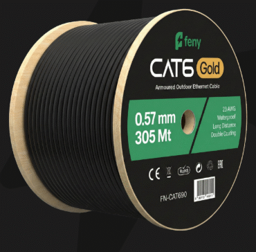 Feny Fn-CAT690 305 Metre Gold 23awg 0,57mm Çi̇ft Ceket Dış Mekan Cat6 UTP Kablo